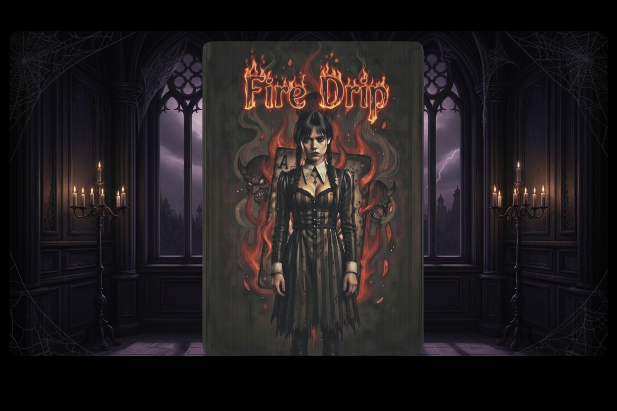 "Fire Drip" Goth Girl Playing Cards